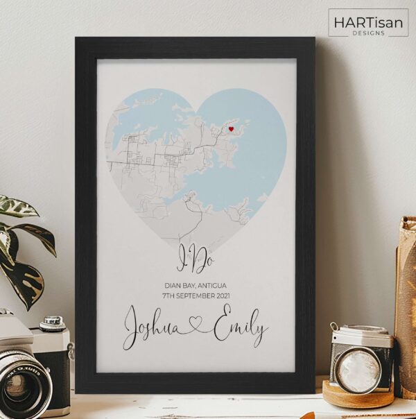 Marriage Wedding Anniversay Gift - Location Heart [Framed]