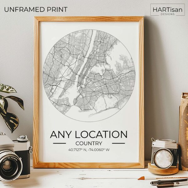 Any Location Map Round [Unframed]