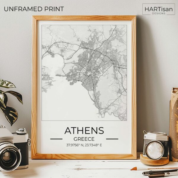 Athens Map Square [Unframed]