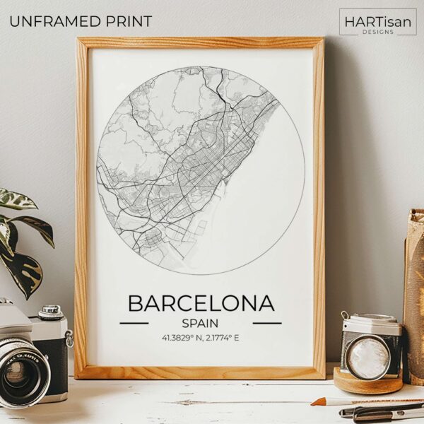 Barcelona Map Round [Unframed]