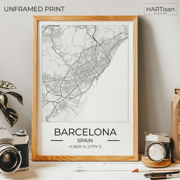 Barcelona Map Square [Unframed]