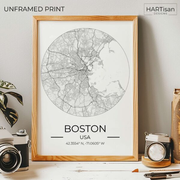 Boston Map Round [Unframed]