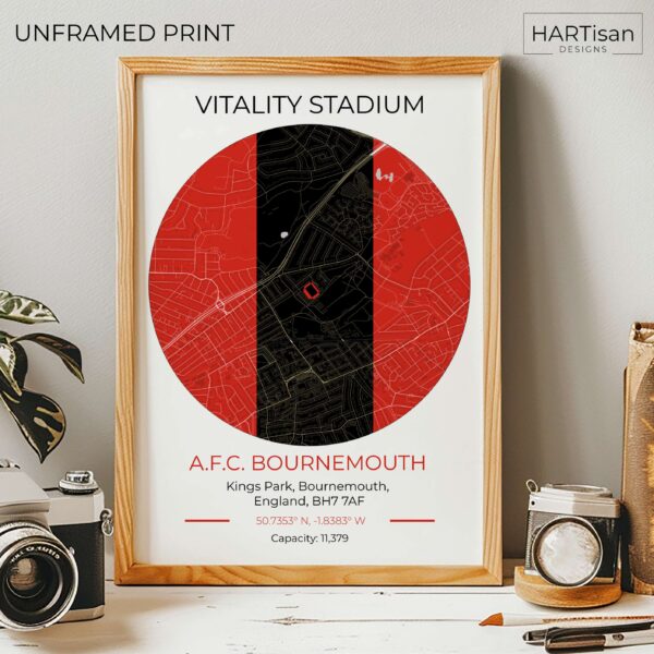 Bournemouth Stadium Red & Black [Unframed]