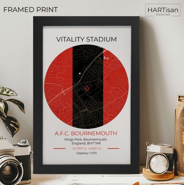 Bournemouth Stadium Red & Black [Framed]