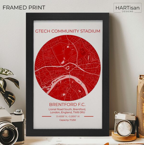 Brentford Stadium Red [Framed]