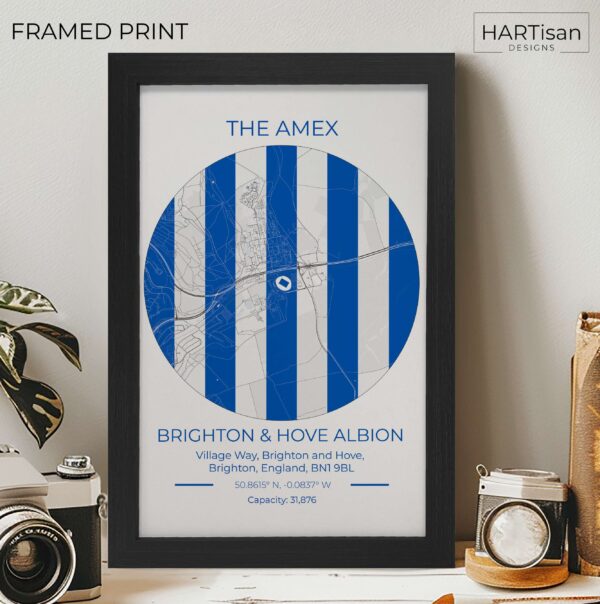 Brighton Stadium Blue & White [Framed]