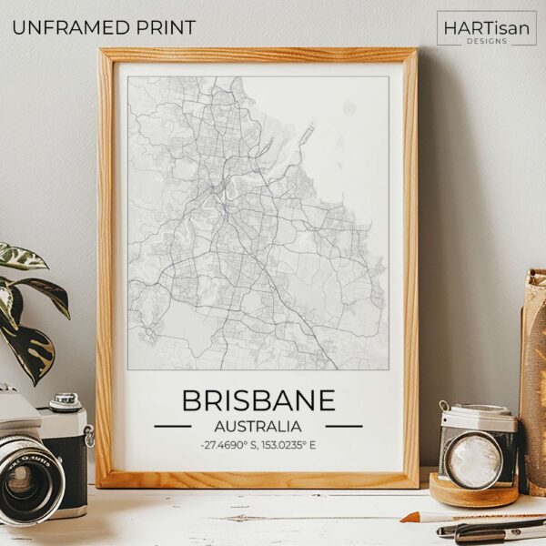 Brisbane Map Square [Unframed]