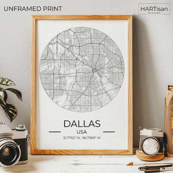 Dallas Map Round [Unframed]