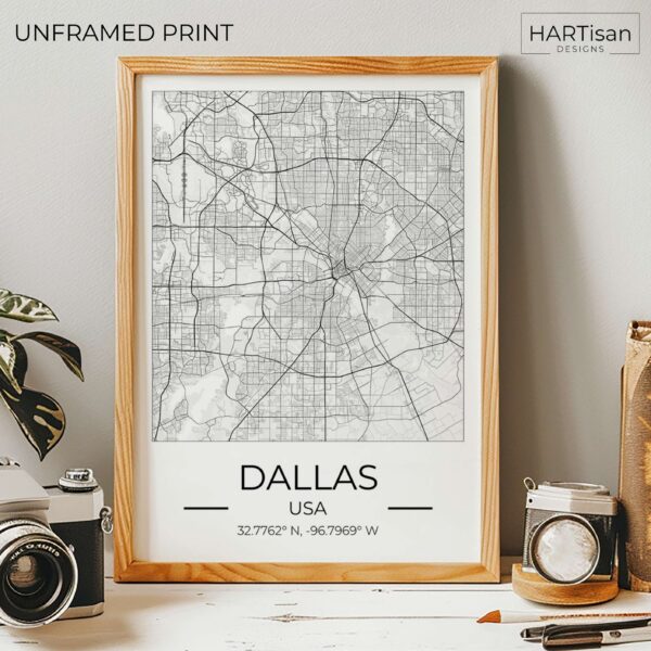 Dallas Map Square [Unframed]