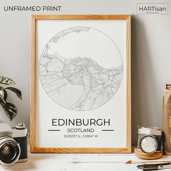 Edinburgh Map Round [Unframed]