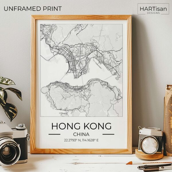 Hong Kong Map Square [Unframed]