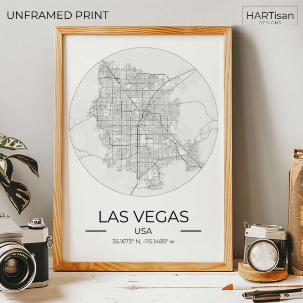 Las Vegas Map Round [Unframed]