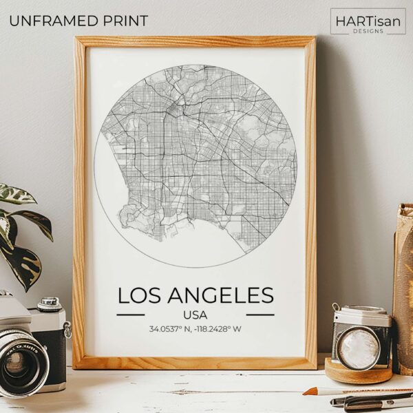 Los Angeles Map Round [Unframed]