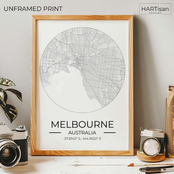 Melbourne Map Round [Unframed]