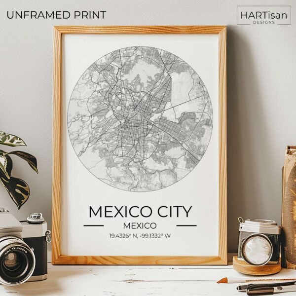 Mexico City Map Round [Unframed]