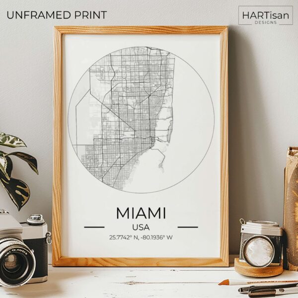 Miami Map Round [Unframed]