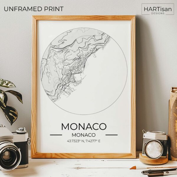 Monaco Map Round [Unframed]