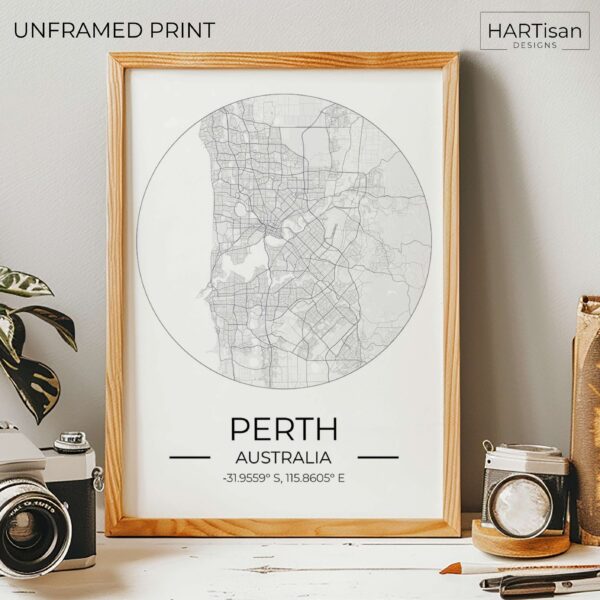 Perth Map Round [Unframed]