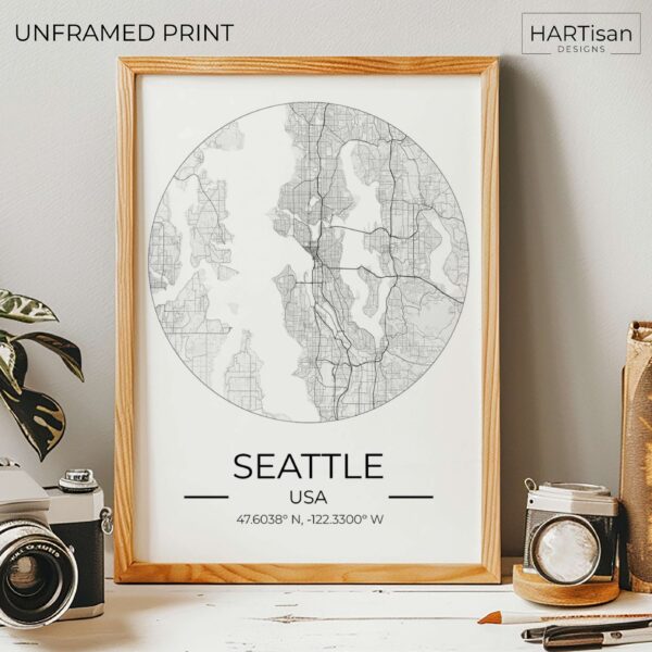 Seattle Map Round [Unframed]