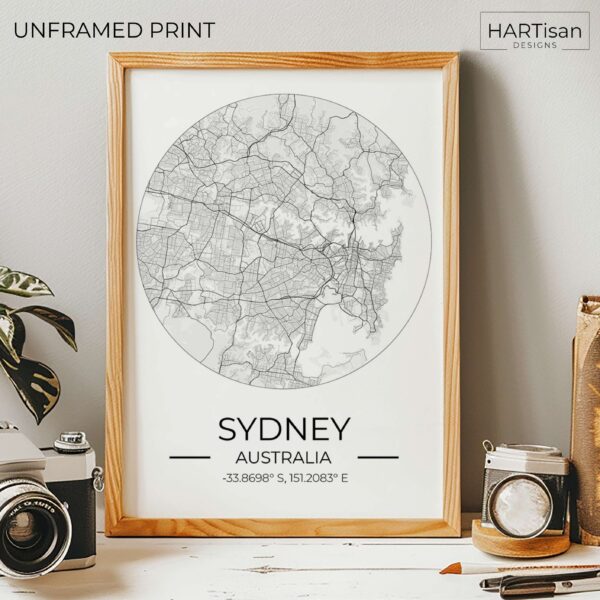 Sydney Map Round [Unframed]